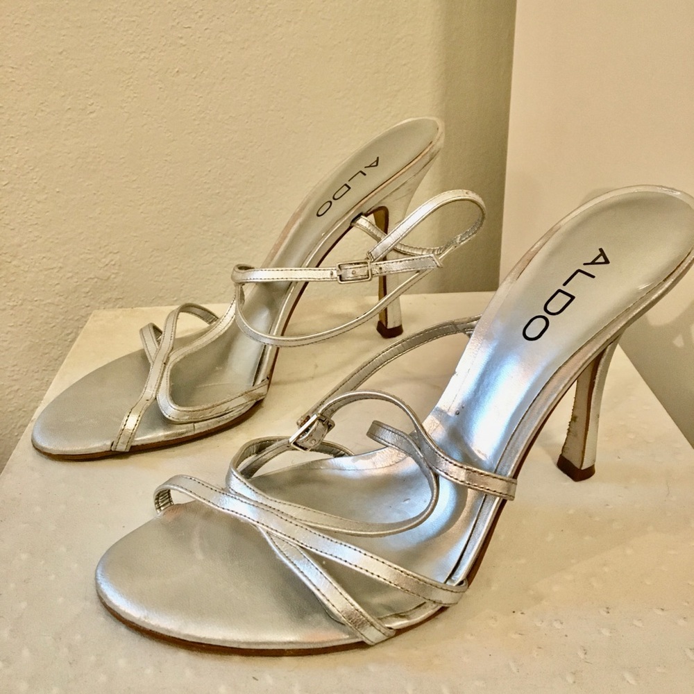 ALDO Silver Strappy Heels